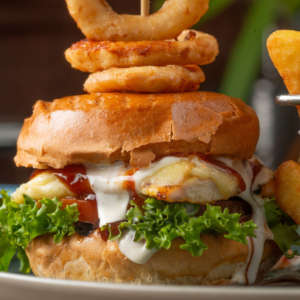 Battered Halloumi Burger (V)
